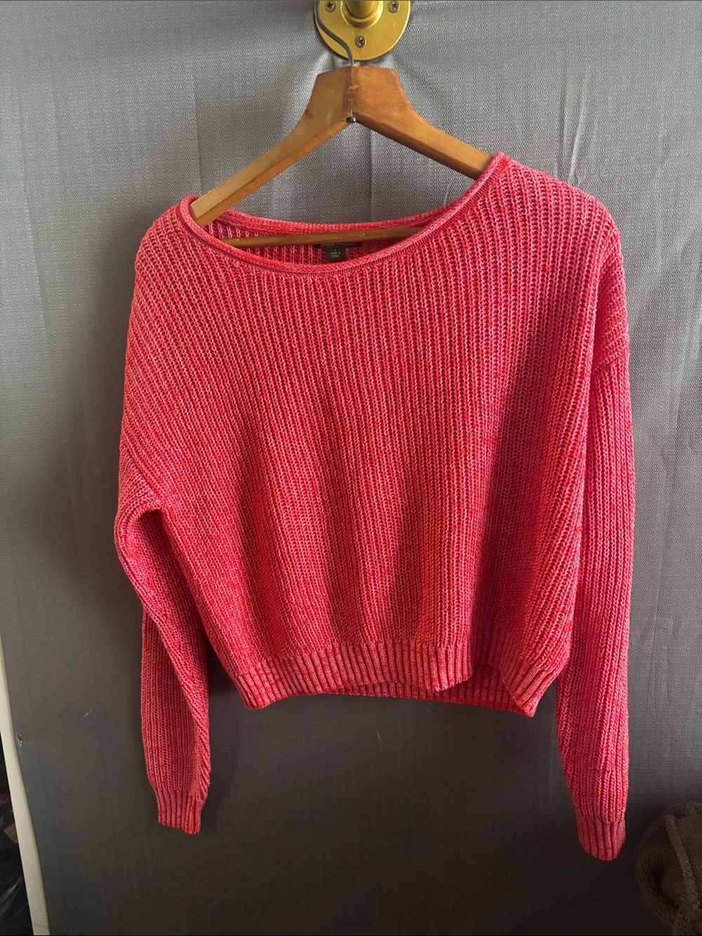 wild fable Red and White Marled cropped Crewneck Sweater